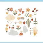 Adesivo de Parede Infantil Boho Arco-Íris e Céu Encantado