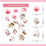 Kit Adesivos de Parede Aquarela Boho Ramos e Flores Minimalistas