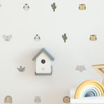 Kit Adesivos de Parede Infantil Aquarela Savana Expedição Selvagem