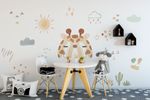 Adesivo de Parede Infantil Aquarela Arco-Íris Mágico com Girafa