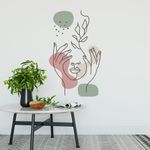 Adesivos de Parede Estilo Boho Minimalista Rosto e Mãos