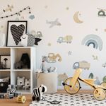Kit Adesivo de Parede Infantil Aquarela Cidade Divertida e Veículos