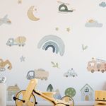 Kit Adesivo de Parede Infantil Aquarela Cidade Divertida e Veículos
