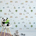 Kit Adesivos de Parede Infantil Cidade Aquarela - Carrinhos e Natureza