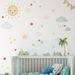 Adesivo de Parede Infantil Natureza Aquarela: Sol e Vulcões