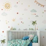 Adesivo de Parede Infantil Natureza Aquarela: Sol e Vulcões