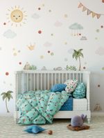 Adesivo de Parede Infantil Natureza Aquarela: Sol e Vulcões