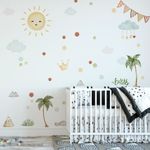 Adesivo de Parede Infantil Natureza Aquarela: Sol e Vulcões