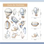 Kit Adesivos de Parede Viagem pelo Céu Aquarela - Zepelins e Helicópteros