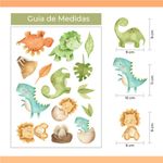 Kit Adesivos de Parede Mundo dos Dinossauros em Aquarela