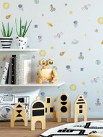Kit Adesivos de Parede Infantil Astronautas Aquarela Espacial