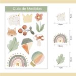 Kit Adesivos de Parede Estilo Boho Aquarela Arco-íris e Elementos