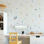 Adesivo de Parede Infantil Espaço e Números Aquarela Educativo
