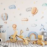 Adesivo de Parede Infantil Arco-Íris e Balões Aquarela Soft