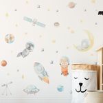 Adesivo de Parede Infantil Pequenos Astronautas Aquarela Baby