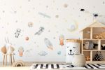 Adesivo de Parede Infantil Pequenos Astronautas Aquarela Baby