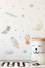 Adesivo de Parede Infantil Pequenos Astronautas Aquarela Baby