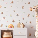 Kit Adesivos de Parede Infantil Ursinhos Fofos em Aquarela