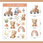 Kit Adesivos de Parede Infantil Ursinhos Fofos em Aquarela