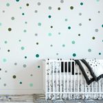 Kit Adesivos de Parede Infantil Bolinhas Tons de Verde - 144 Unidades