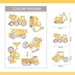 Kit Adesivos de Parede Infantil Aquarela Construção e Máquinas