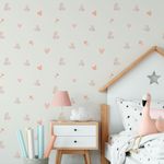 Kit Adesivos de Parede Infantil Aquarela Borboletas e Corações