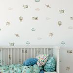 Kit Adesivos de Parede Infantil Aquarela Céu de Aventuras Verde