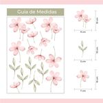 Kit Adesivos de Parede Infantil Floral Delicado Flores e Ramos