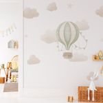 Adesivo de Parede Infantil Balões e Nuvens Verde Água Suave