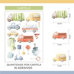 Kit Adesivos de Parede Infantil Carros Vintage em Aquarela