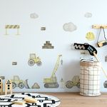 Adesivo de Parede Infantil Canteiro de Obras: Tratores e Caminhões