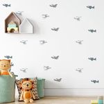 Kit Adesivos de Parede Infantil Aviação: Aviões e Helicópteros