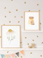 Kit Adesivos de Parede Abelhinhas e Flores Aquarela
