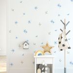 Kit Adesivos de Parede Infantil Jardim Encantado Flores Azuis
