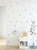 Kit Adesivos de Parede Infantil Jardim Encantado Flores Azuis