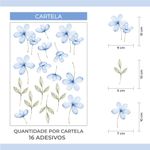 Kit Adesivos de Parede Infantil Jardim Encantado Flores Azuis