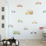 Adesivo de Parede Infantil Carros em Estilo Aquarela Criativo
