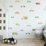 Adesivo de Parede Infantil Carros em Estilo Aquarela Criativo