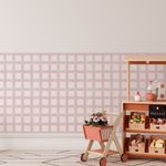 Papel de Parede Adesivo Infantil Xadrez Aquarela Rosa Meia Parede