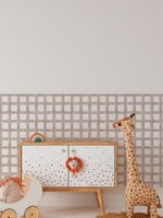 Papel de Parede Adesivo Infantil Xadrez Aquarela Marrom Meia Parede