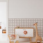 Papel de Parede Adesivo Infantil Xadrez Aquarela Marrom Meia Parede