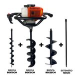 Perfurador de Solo com 3 brocas (10 - 15 e 25cm) + Ext 100cm