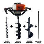 Perfurador de Solo com 3 brocas (10 - 15 e 30cm) + Ext 100cm