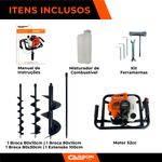 Perfurador de Solo com 3 brocas (10 - 15 e 30cm) + Ext 100cm