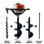 Perfurador de Solo com 3 brocas (10 - 25 e 30cm) + Ext 100cm