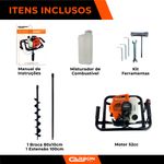 Perfurador de Solo com broca 80x10cm + Ext 100cm