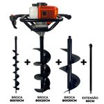 Perfurador de Solo com 3 brocas (10 - 20 e 30cm) + Ext 60cm