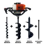 Perfurador de Solo com 3 brocas (10 - 15 e 30cm) + Ext 60cm