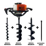 Perfurador de Solo com 3 brocas (10 - 15 e 25cm) + Ext 60cm