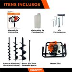Perfurador de Solo com 3 brocas (10 - 15 e 25cm) + Ext 60cm
